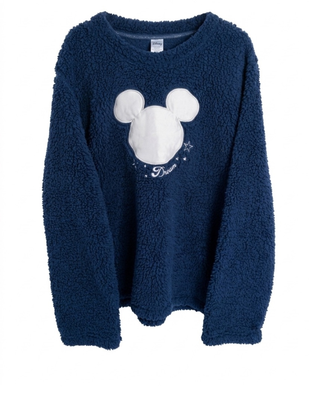 Disney Navy Plush Fleece Kids Pajama Top with White Mickey Applique